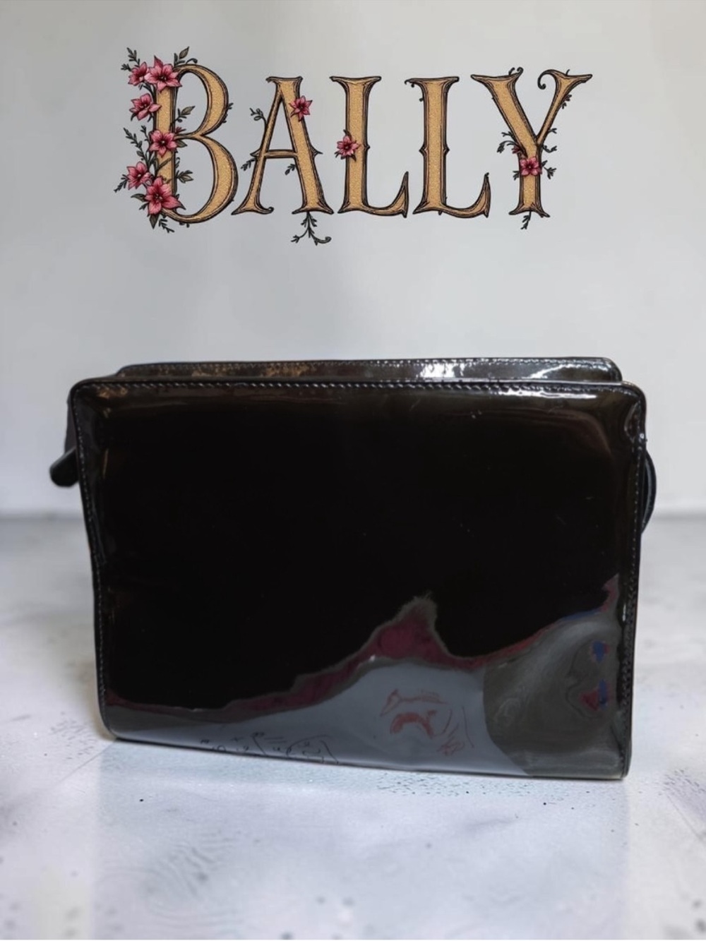 Bally Black Patent Leather Men’s Dopp Kit
